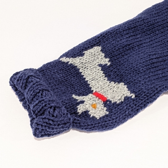 handmade hand knit blue dog sweater medium - Picture 2 of 4